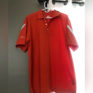 Callaway Men's Vibrant Orange Golf  Polo with White Accents